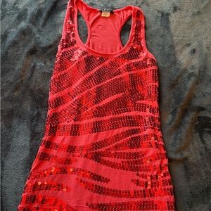 Deb Vibrant Orange/Red Sequin Tank Top